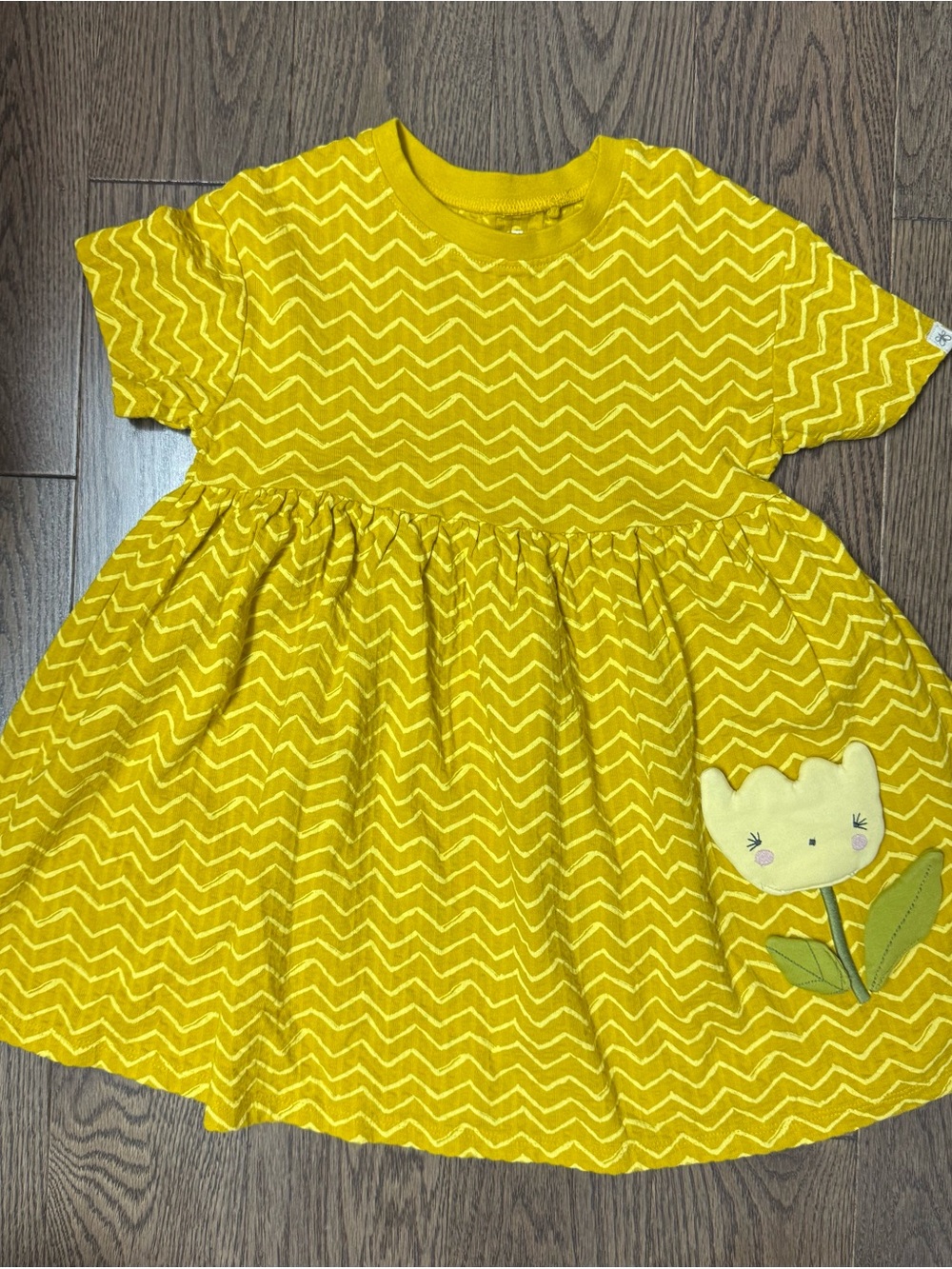 next Yellow Zigzag Cotton Dress with Tulip Patch